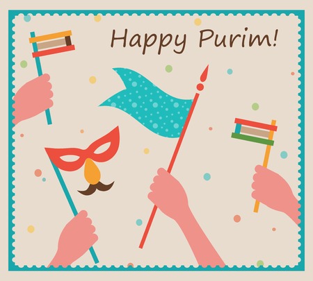 Happy Purim. Party or festival  Invitation designのイラスト素材