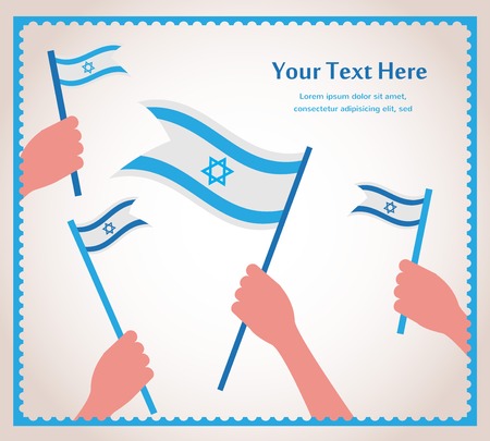 Happy Israeli independence day. hand holding a flagのイラスト素材