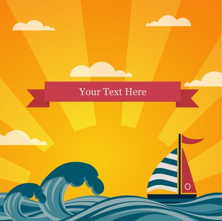 Vintage beautiful sunset seaside background, with place for your textのイラスト素材