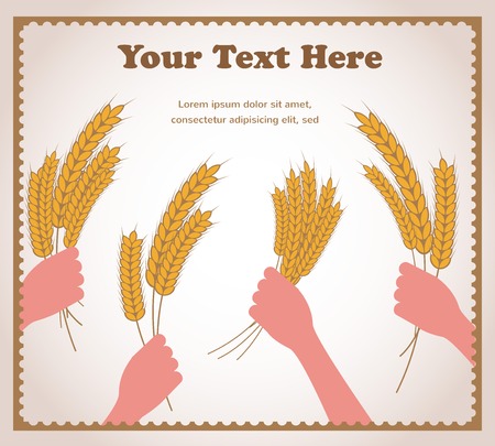 hands holding fresh wheat with place for your textのイラスト素材