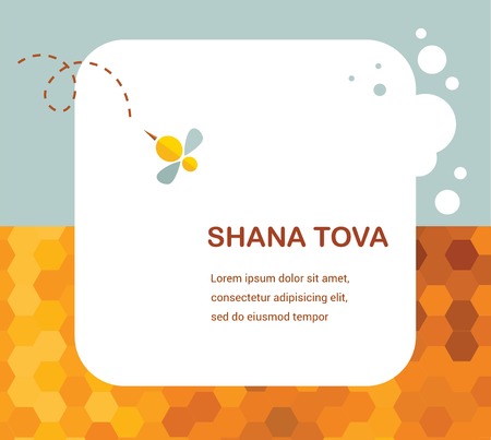 Happy New Year Hebrew Rosh Hashana greeting card with leaking honey illustrationのイラスト素材