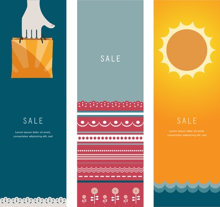 Three Summer Sales Banners or cards  illustrationのイラスト素材