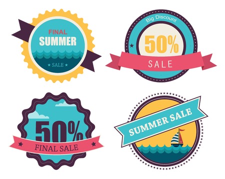 set of four retro labels for summer sale illustrationのイラスト素材