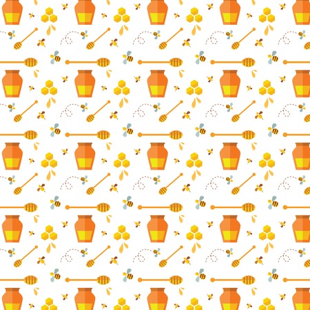 Seamless pattern with bee and honey   illustrationのイラスト素材