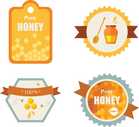 Set of honey and bee labels  set of product iconsのイラスト素材