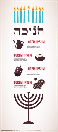 Infographics of famous symbols for the Jewish Holiday  Hanukkahのイラスト素材