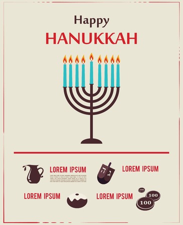 Infographics of famous symbols for the Jewish Holiday  Hanukkahのイラスト素材