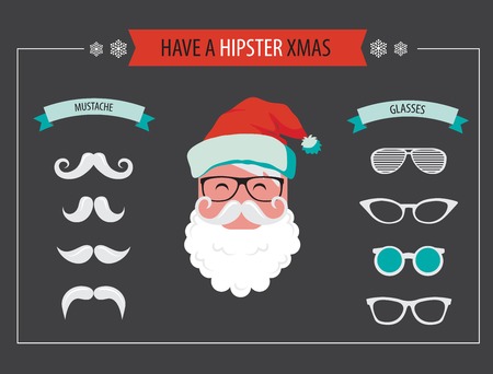 Create your own hipster Santa Christmas card. illustrationのイラスト素材