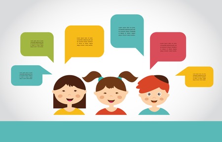 Cute kids with speech bubbles. vector illustrationのイラスト素材