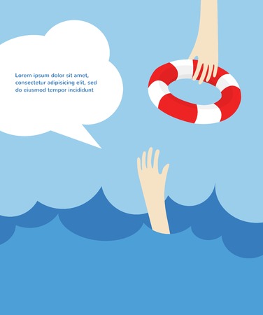 drowning man screaming  for help. summer dangerのイラスト素材