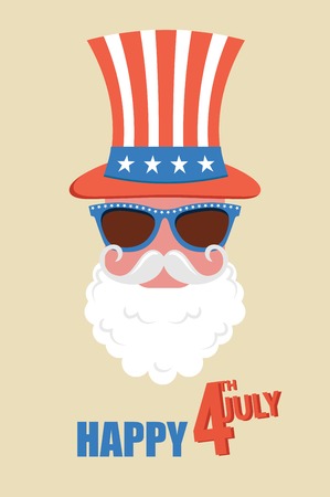 Hipster man celebrate  independence day of  United states of America. 4th of July. Vector  illustrationのイラスト素材