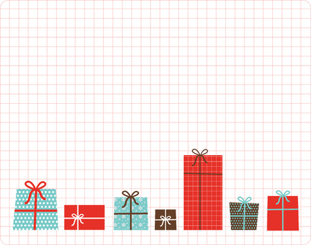 christmas and new  year present box setのイラスト素材