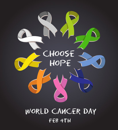 World cancer day.  colorful awareness ribbons isolated over white background. vectorのイラスト素材