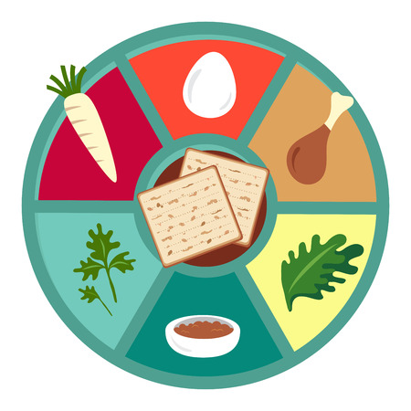 Passover seder flat icons . happy Jewish holiday Pesachのイラスト素材