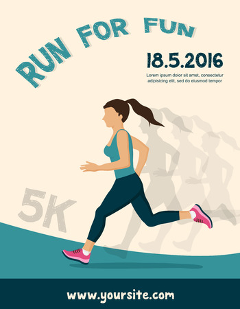 woman running, jogging - colorful illustration.  colorful poster designのイラスト素材
