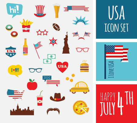 American design elements. happy independence day of americaのイラスト素材