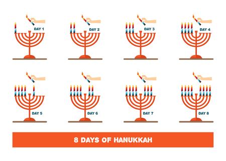 lightning candles for jewish holiday , hanukkah. vector illustrationのイラスト素材