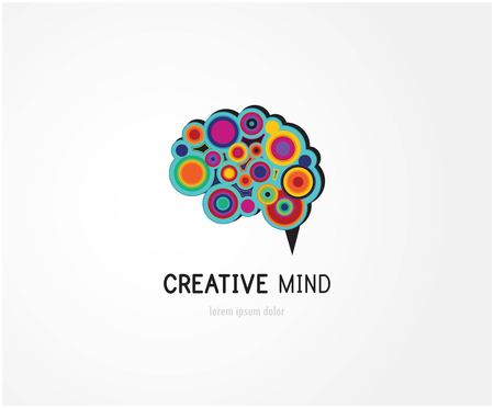 Creative, digital abstract colorful icon of human brain, mind,  symbolの写真素材