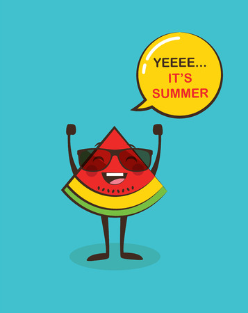 it is summer time. funny watermelon characterのイラスト素材