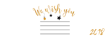 holiday wishes banner . gold greeting on white background.の写真素材