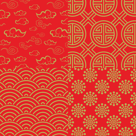 Chinese pattern set with traditional designs. vector illustrationのイラスト素材
