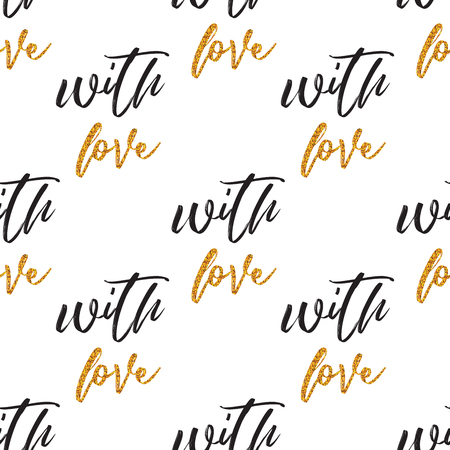 Seamless background with text love. Valentines Day. Wedding Ornament. . vector illustration.のイラスト素材