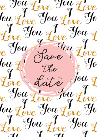 Heart pattern, hand drawn icons and illustrations for valentines and wedding. Save the date invitation templateのイラスト素材