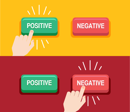 Customer review concept. Hand press the rating button.のイラスト素材