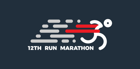 Logo for running marathon. Silhouette Runner at Finish Line. flat symbol vector illustrationのイラスト素材