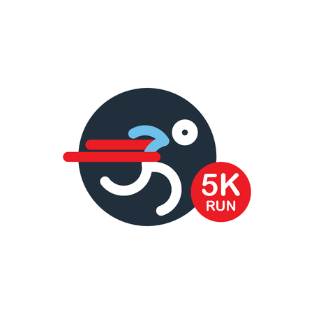 Icon for running marathon. Silhouette runner at finish line. Simple flat symbol. Vector illustration.のイラスト素材