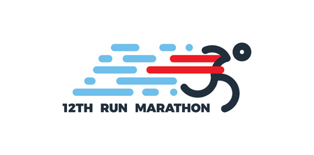 Running athletes symbol, sport and competition concept. Vector illustration.のイラスト素材