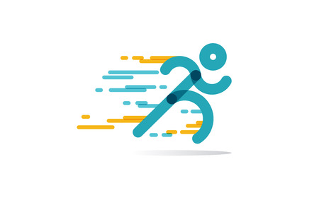 run Icon Vector. running man in motion. symbol of run isolated on a white background. Vector Illustration.のイラスト素材