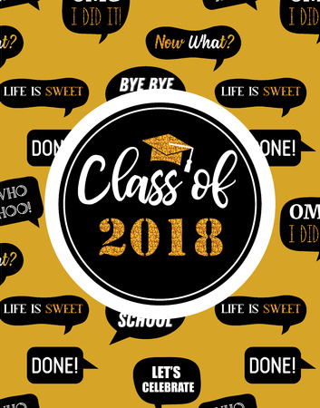 Graduation Class of 2018, party invitation, poster or banner template. vector illustrationのイラスト素材