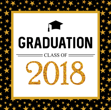 Graduation Class of 2018 greeting card and invitation template. Vector party invitation. Grad poster.のイラスト素材
