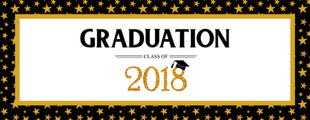 Graduation Class of 2018 greeting card and invitation template. Vector party invitation. Grad poster. vector illustrationのイラスト素材