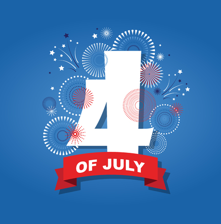 4th july fireworks background. celebration usa independence day symbol of united states freedom, patriotic holiday. vector illustrtionのイラスト素材