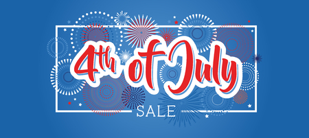 Fourth of July. 4th of July holiday banner. USA Independence Day banner for sale, discount, advertisement, web etc. vector illustrationのイラスト素材