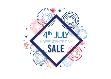 4th of July Exclusive Offers Sale, Sale Poster, Sale Banner, Sale Flyer, Extra Discount Offer, Online Sale. Vector illustrationn.のイラスト素材