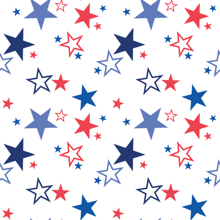 Vector seamless pattern with patriotic stars. National colors of the United States. American flag,stars and stripes. Use for celebration of independence day, party decoration,surface texture.のイラスト素材