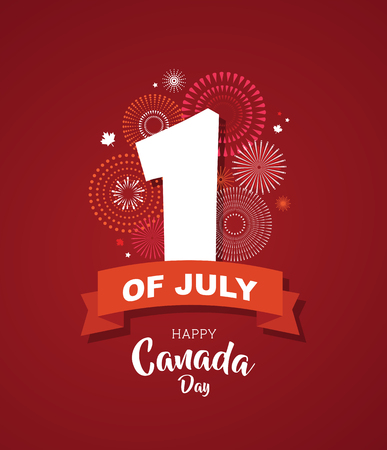 Happy Canada Day poster. 1st july. Vector illustration greeting card. Canada Maple leaves on white backgroundのイラスト素材