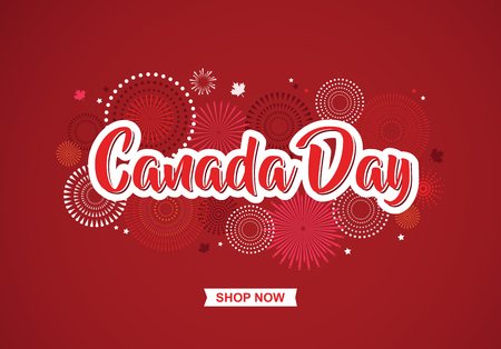 Happy Canada Day poster. 1st july. Vector illustration greeting card. Canada Maple leaves on white backgroundのイラスト素材