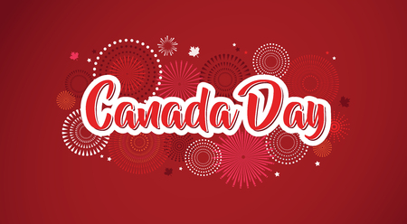 Happy Canada Day poster. 1st July. Illustration greeting cardのイラスト素材