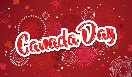Happy Canada Day poster. 1st july. Vector illustration greeting card. Canada Maple leaves on white backgroundのイラスト素材
