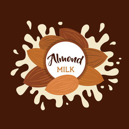 Almond milk splashing effect with almond set.の写真素材