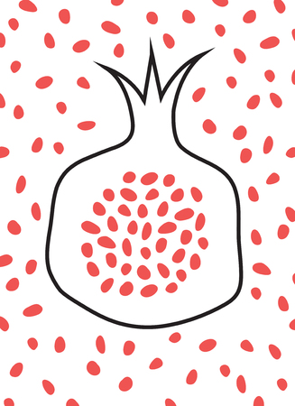 abstract pomegranate card. Pomegranate design juicy fresh fruit icon with seed background. vector illustrationのイラスト素材