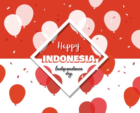 17 of August on firework background. poster for celebrate the national day of Indonesia. Happy independence day card.のイラスト素材