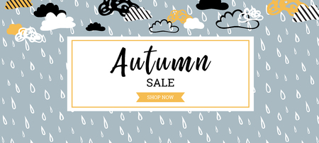 Autumn sale background banner for shopping sale or promo poster and frame leaflet or web banner. Vector illustration template.の写真素材