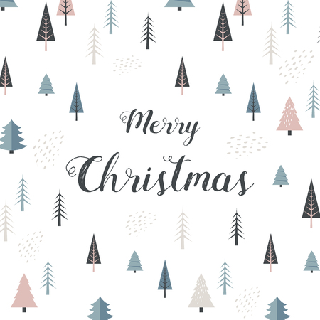 Christmas winter forest landscape. Winter landscape pattern . Abstract Vector illustration . Abstract greeting card template. vector illustrationの写真素材
