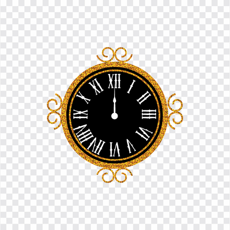 Happy New Year 2019. greeting card . New Year background with gold clock. vector illustrationのイラスト素材