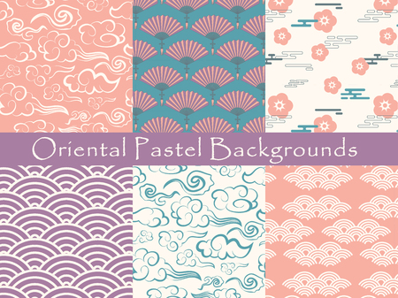 set of chinese vector seamless patterns. Endless texture can be used for wallpaper, pattern fills, web page background,surface textures.のイラスト素材